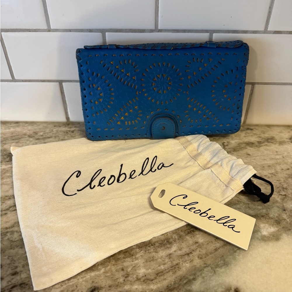 Cleobella Mexicana painted leather clutch